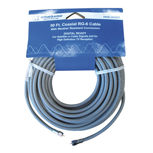 50' RG-6 Coax Cable with Weather-Resistant Connectors.